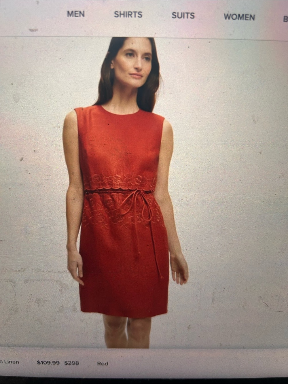 Brooks Brothers Red Sleeveless Lace-Embellished Midi Dress
